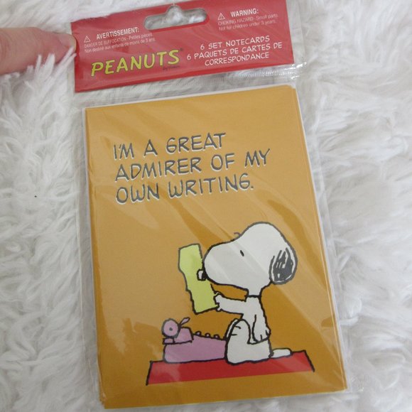 Peanuts Snoopy Notecards New Set of 6 Great Admirer Of My Own Writing Vintage - Picture 1 of 4